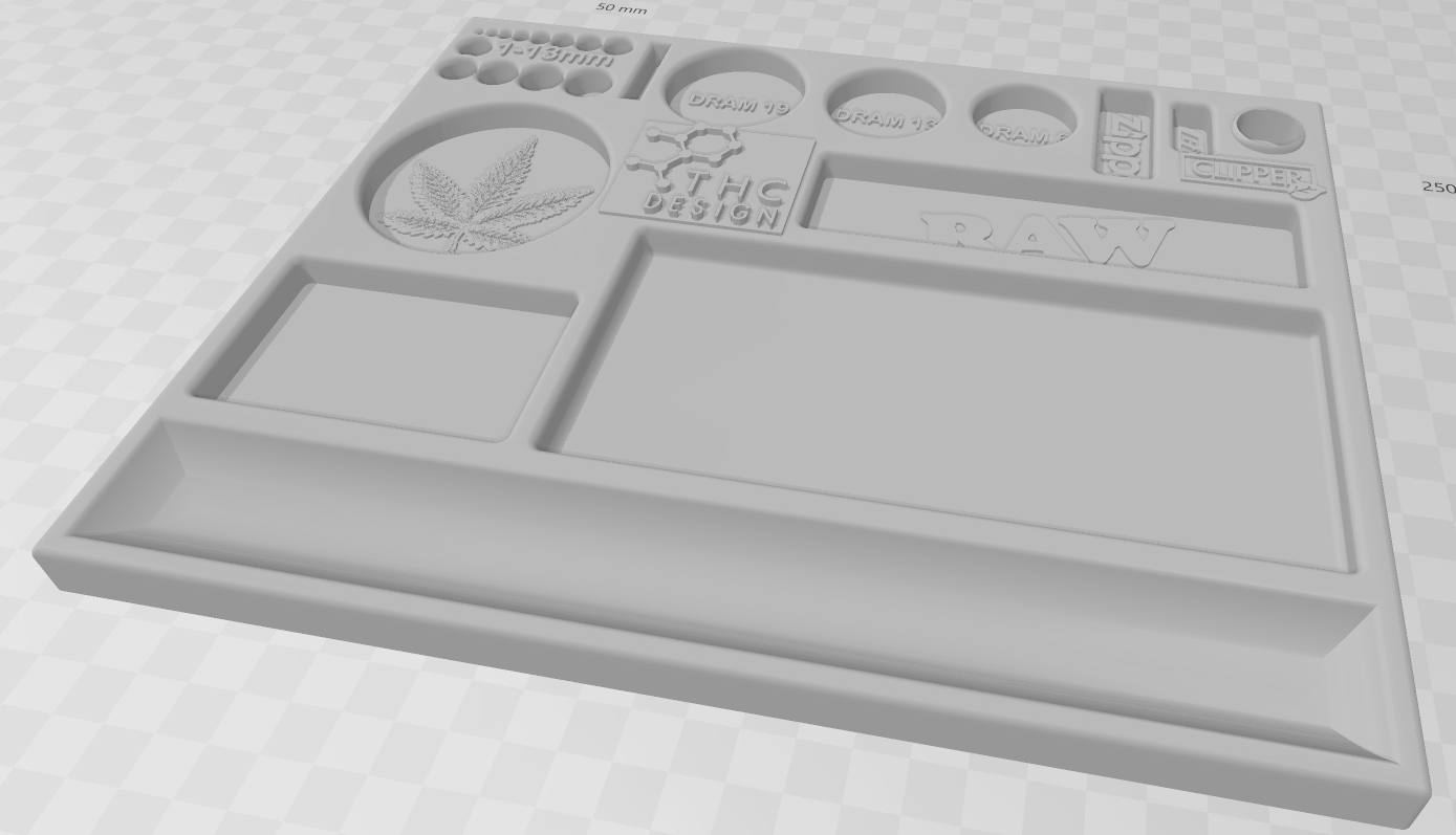 STL file THC DESIGN CANNABIS ROLLING TRAY WITH COMPARTMENTS FOR ACCESSORIES SUPPORTLESS 📦 ・3D ...